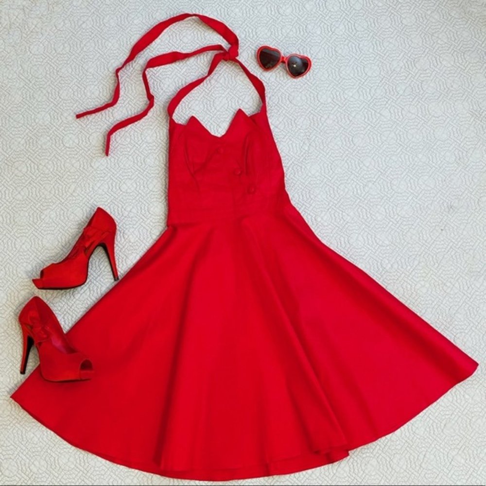 Halter Swing Rockabilly Pin Up Retro Party Dress